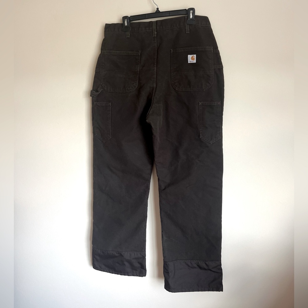Carhartt Mens Brown Utility Carpenter Insulated Work Pants Dark Brown Size 14x32